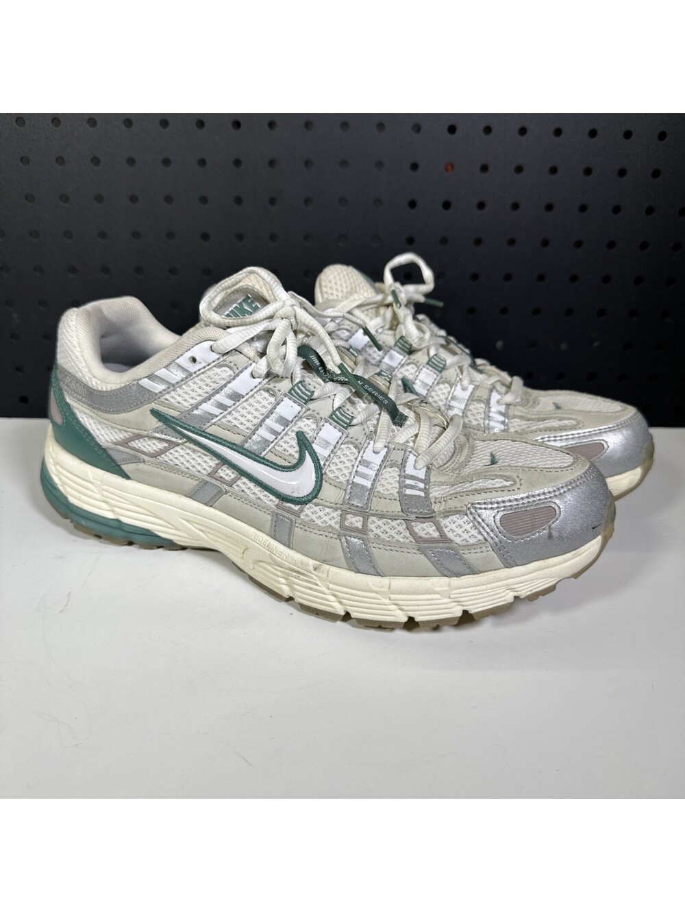 Nike P-6000 Men's Light Bone White Green Size 12 Streetwear Athletic